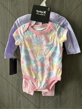 Hurley Pastel Tie-Dye & Lavender Baby Girl Three Piece Set